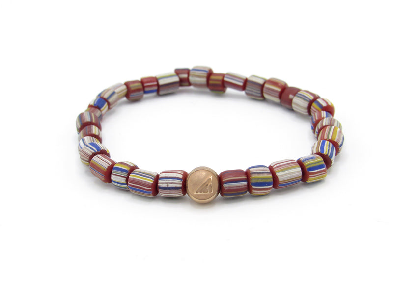 Brync Black Red Vintage Beads Striped Beaded Bracelet Men Women  Rose Gold