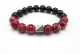 Brync Black Red Beaded Bracelet Men Women Valentine's day gift