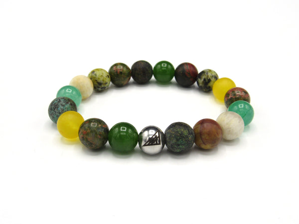 Brync yellow green Men Women Beaded Bracelet black owned boho-chic chakra; popular beaded bracelet wrist chakra healing