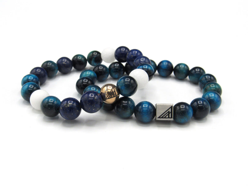 Brync Blue Green tiger eye bracelet Men women beaded bracelet how to wear beaded bracelets beaded bracelets in style