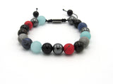 Brync red brown tiger eye blue aquamarine grey Black men women beach beaded bracelet knot beaded bracelet