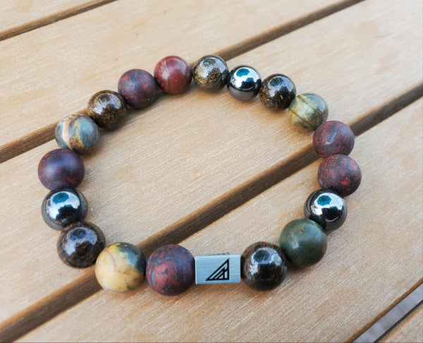 Brync Volcanic Burgundy Men Beaded Bracelet Christmas gift chakra healing black owned jewelry company 