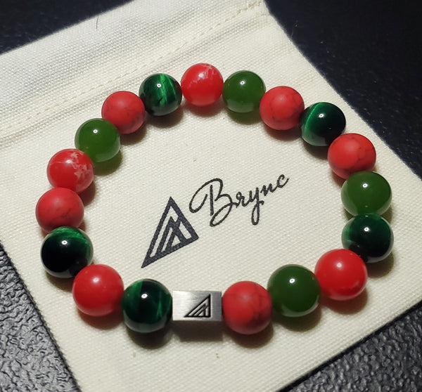 Brync Men Women beaded bracelet red green Christmas valentines day black owned small business perfect gift