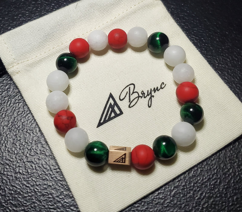 Brync Men Women beaded bracelet red orange pink Christmas valentines day black owned small business