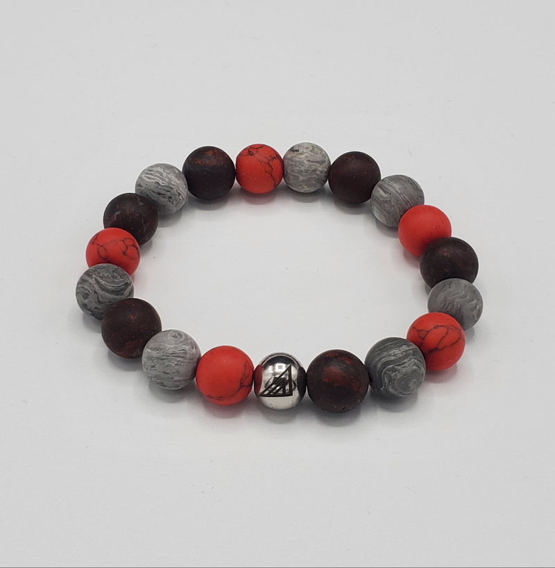Brync Luxury Men Women Beaded Bracelet Red Grey Burgundy Valentine's Day beaded bracelet