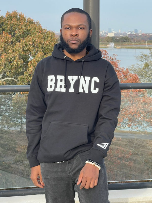 Brync Men Women white Black hoodie hooded sweatShirt Black Owned Fashion Brand