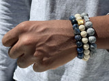 how to wear beaded bracelets beaded bracelets in style Grey blue white beaded bracelets for guys